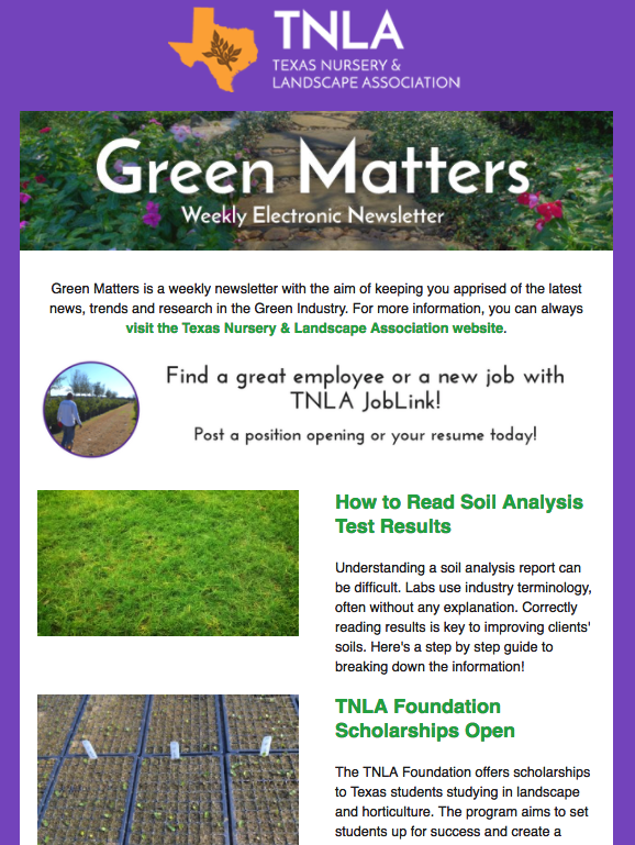 Green Matters E News Texas Nursery, What Are The Positions In Landscaping Industry